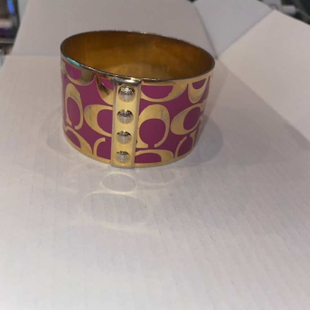 Vintage Coach Cuff Bracelet - Pink and Gold
